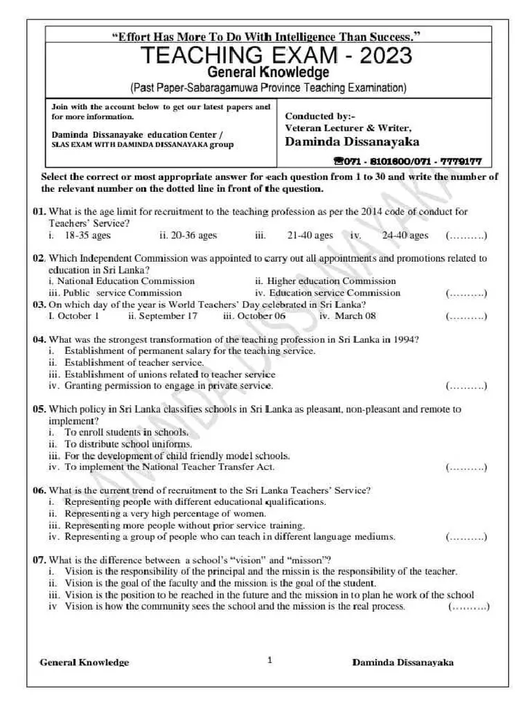 Methods Of Teaching Technical Education Exam Past Paper