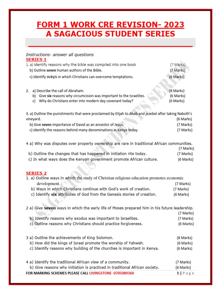 Origin And Development Of Christianity Exam Past Paper