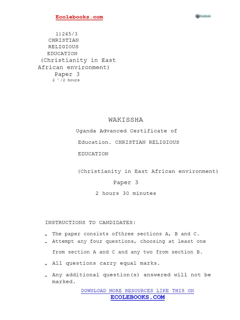 Download Religion And Politics In Africa Exam Past Paper