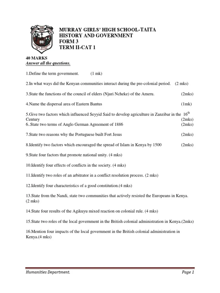 Download History Of Education Exam Past Paper