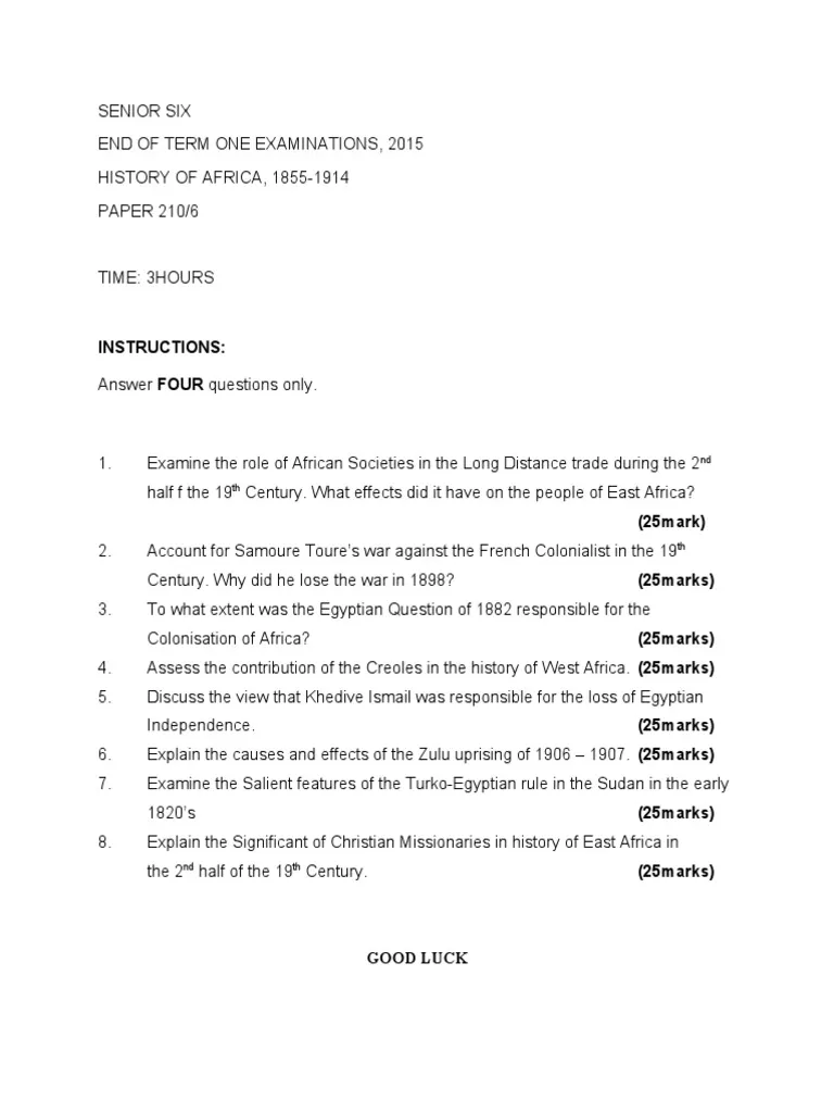 History-Of-Religions-In-Africa-Exam-Past-Paper-Mpya-News