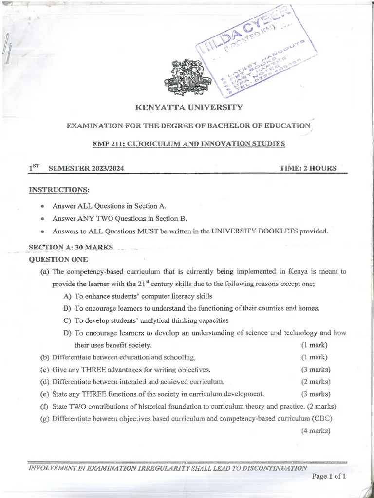 School Librarianship Exam Past Paper