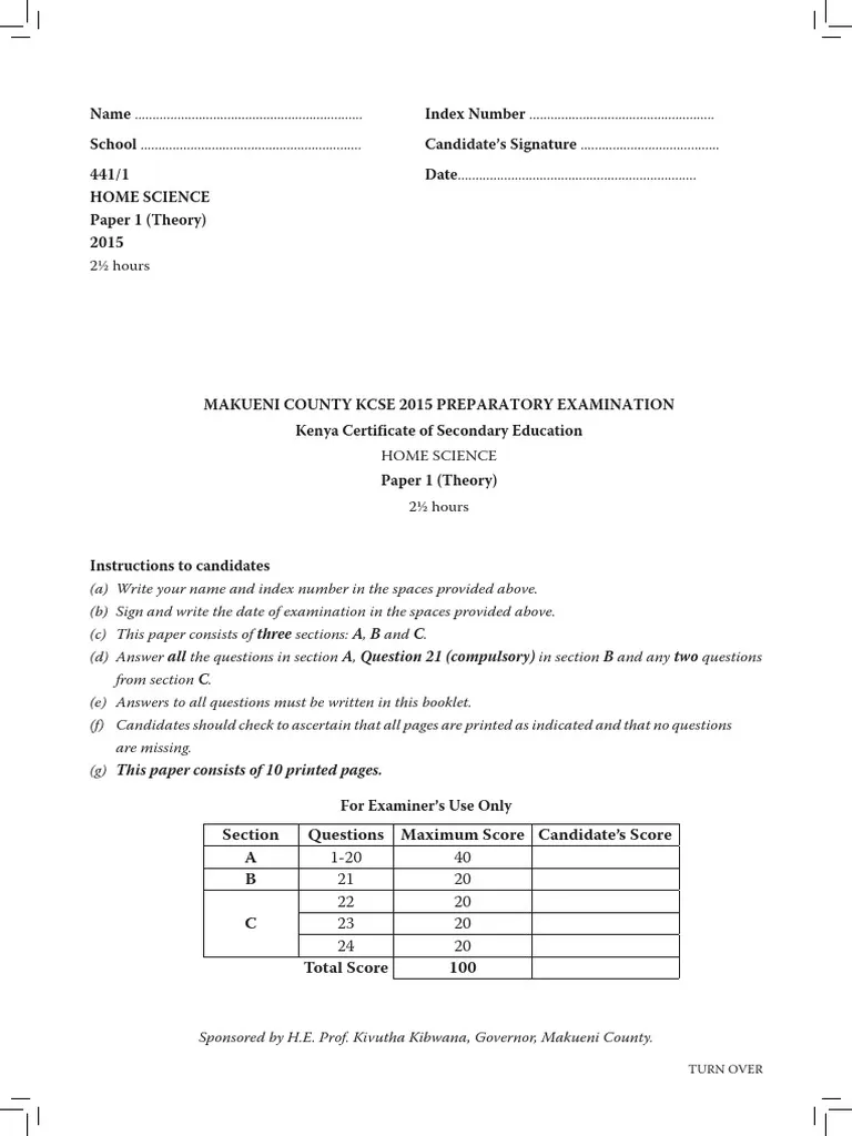 Introduction-To-Home-Science-Exam-Past-Paper-Mpya-News