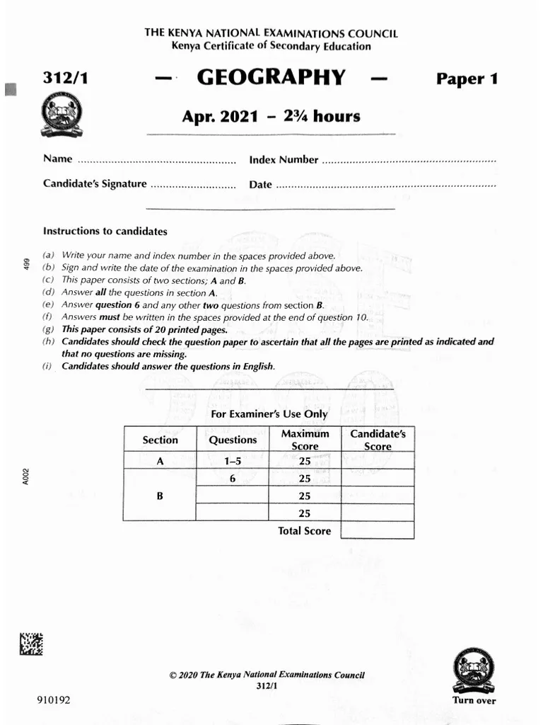 The-Geography-Of-Kenya-Exam-Past-Paper-Mpya-News